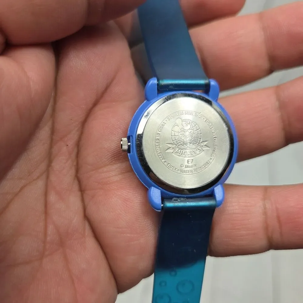 Disney Vintage Kids Timex Mickey Bubble Watch Analog Blue Fish Bowl RARE